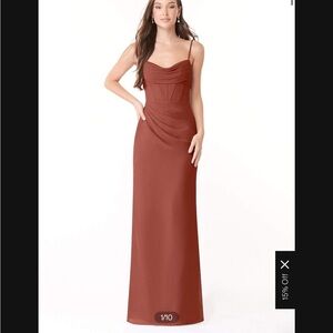 Azazie Auburn Fitted Pleated Chiffon Dress Size 4